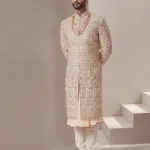 Heavy Silk Sherwani with a Touch of Pink