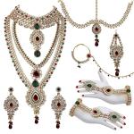 Gold Plated Dulhan Bridal Jewelry Set 8 Pcs. for Girls & Women