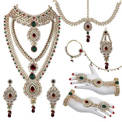 Gold Plated Dulhan Bridal Jewelry Set 8 Pcs. for Girls & Women